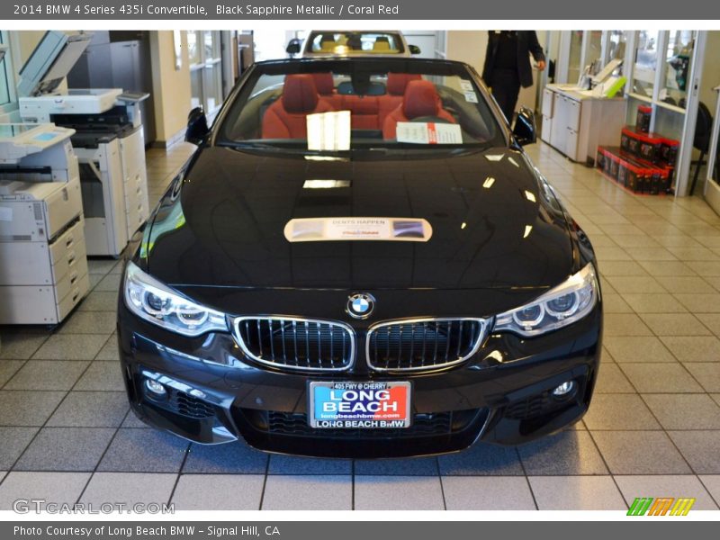 Black Sapphire Metallic / Coral Red 2014 BMW 4 Series 435i Convertible