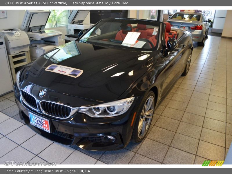 Black Sapphire Metallic / Coral Red 2014 BMW 4 Series 435i Convertible