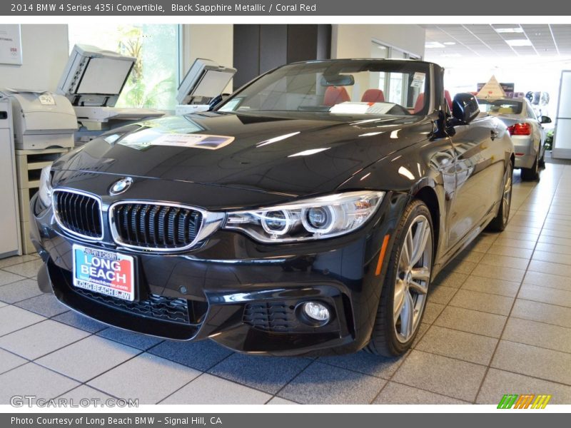 Black Sapphire Metallic / Coral Red 2014 BMW 4 Series 435i Convertible