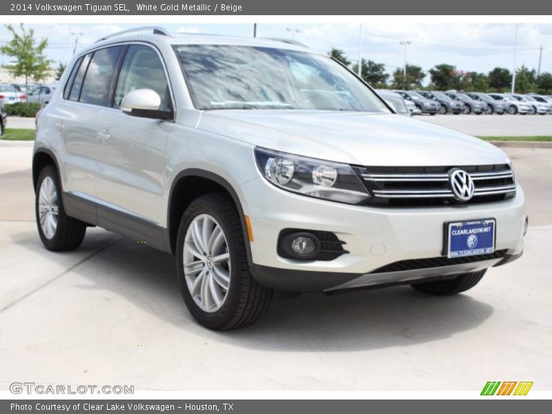 White Gold Metallic / Beige 2014 Volkswagen Tiguan SEL