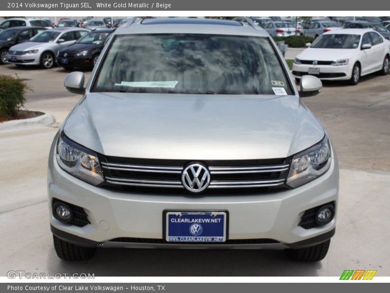 White Gold Metallic / Beige 2014 Volkswagen Tiguan SEL