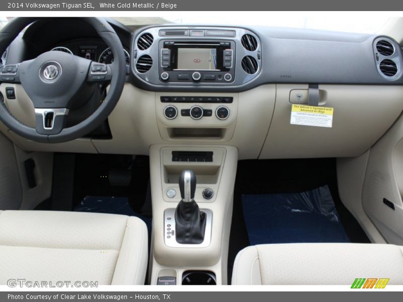 White Gold Metallic / Beige 2014 Volkswagen Tiguan SEL