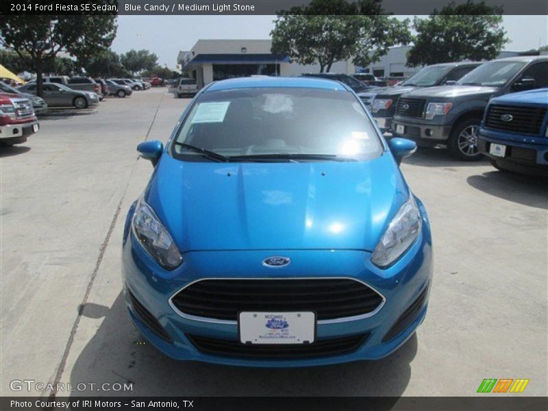 Blue Candy / Medium Light Stone 2014 Ford Fiesta SE Sedan