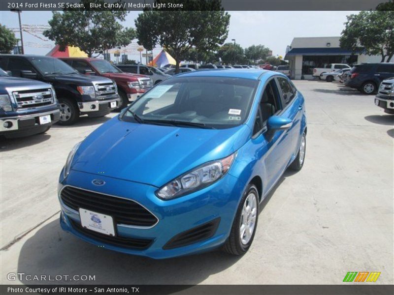 Blue Candy / Medium Light Stone 2014 Ford Fiesta SE Sedan