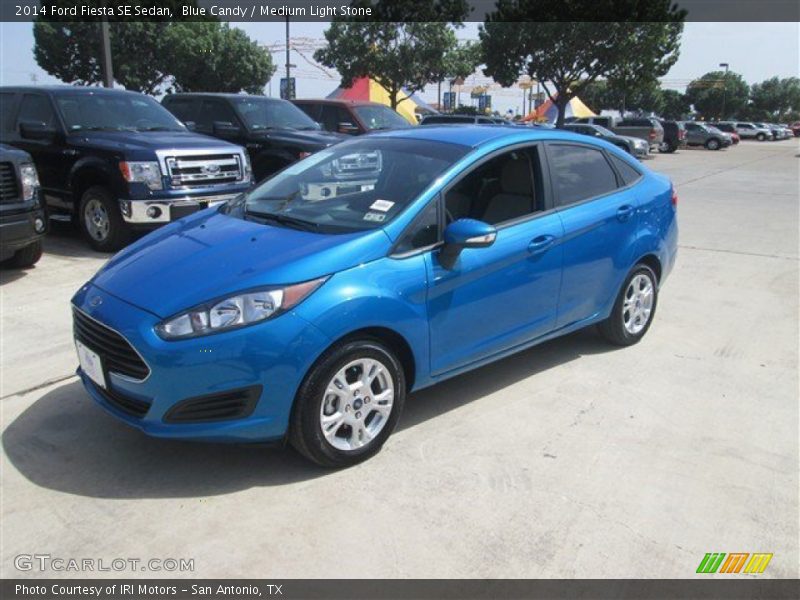 Blue Candy / Medium Light Stone 2014 Ford Fiesta SE Sedan