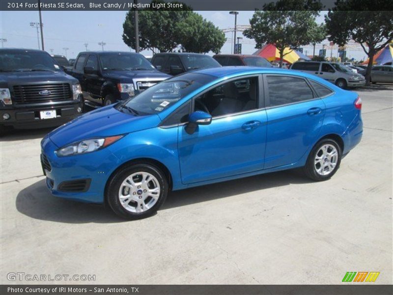 Blue Candy / Medium Light Stone 2014 Ford Fiesta SE Sedan