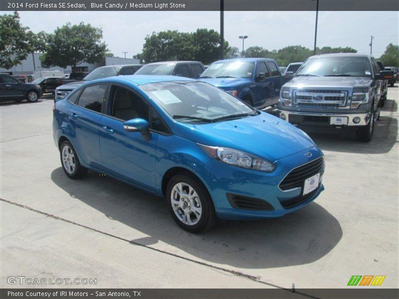 Blue Candy / Medium Light Stone 2014 Ford Fiesta SE Sedan