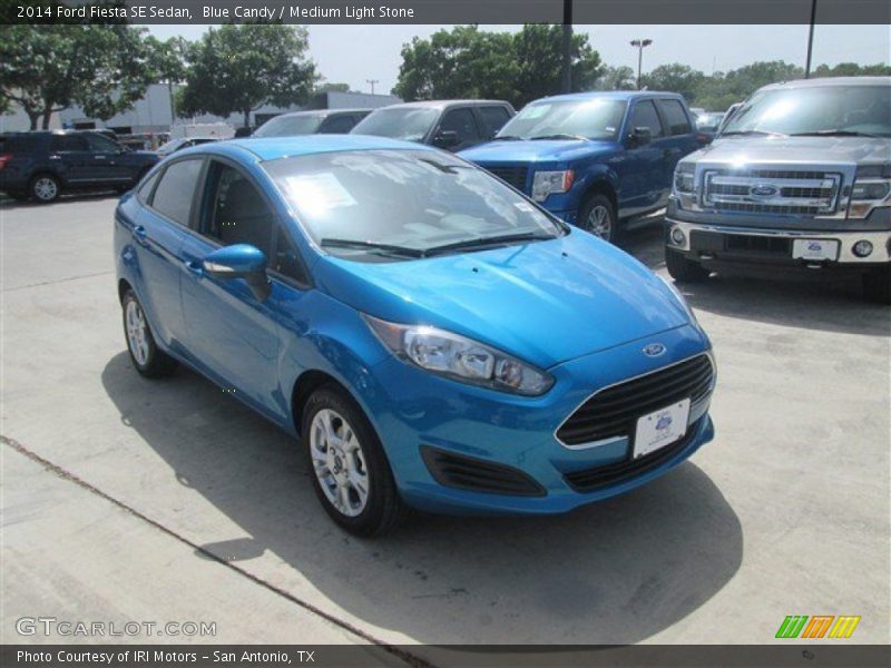 Blue Candy / Medium Light Stone 2014 Ford Fiesta SE Sedan