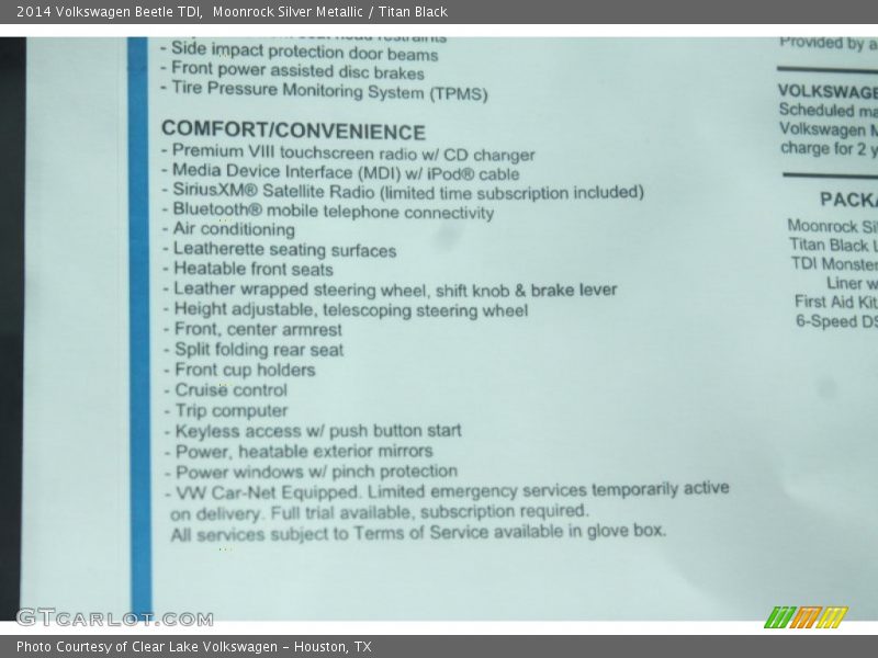 Moonrock Silver Metallic / Titan Black 2014 Volkswagen Beetle TDI