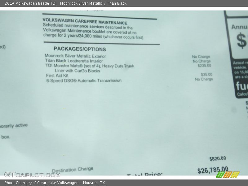 Moonrock Silver Metallic / Titan Black 2014 Volkswagen Beetle TDI