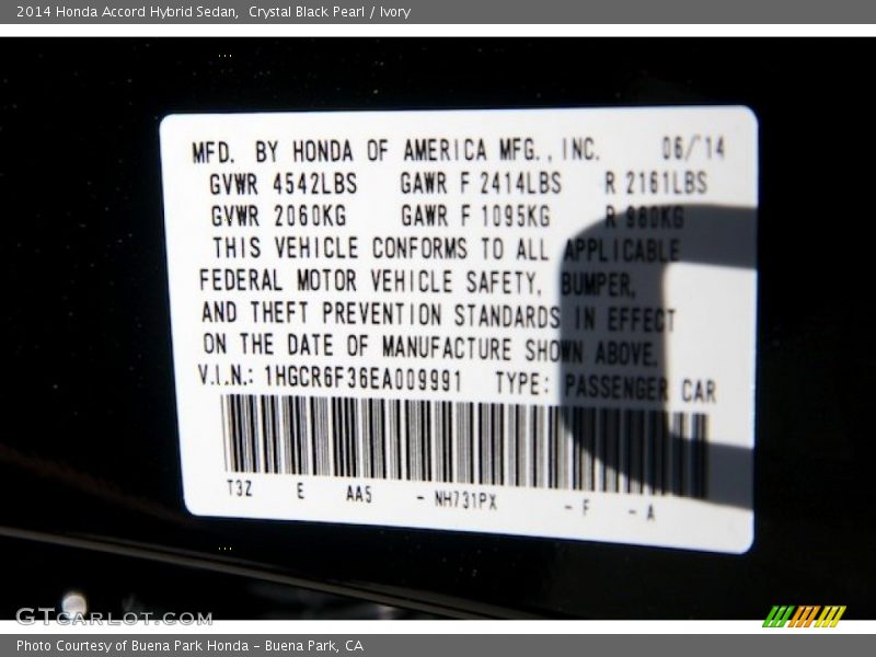 Crystal Black Pearl / Ivory 2014 Honda Accord Hybrid Sedan