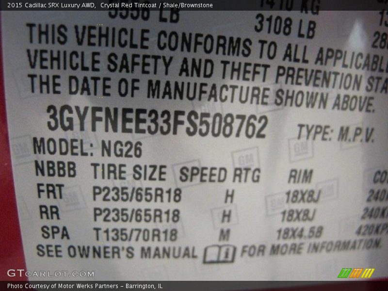 Crystal Red Tintcoat / Shale/Brownstone 2015 Cadillac SRX Luxury AWD