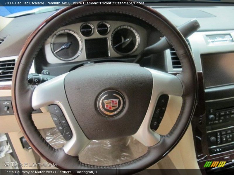 White Diamond Tricoat / Cashmere/Cocoa 2014 Cadillac Escalade Premium AWD