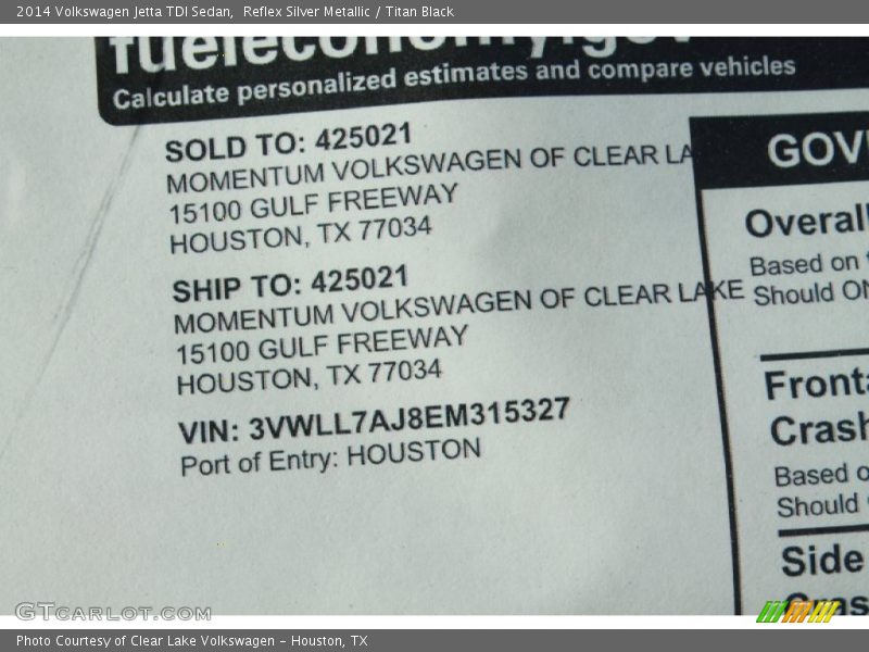 Reflex Silver Metallic / Titan Black 2014 Volkswagen Jetta TDI Sedan