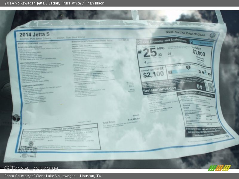Pure White / Titan Black 2014 Volkswagen Jetta S Sedan