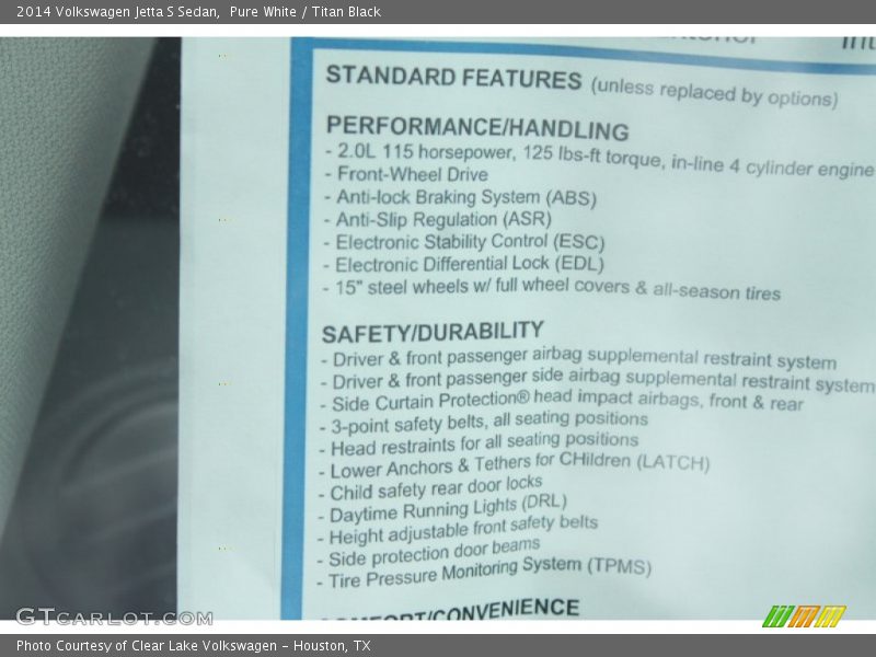 Pure White / Titan Black 2014 Volkswagen Jetta S Sedan