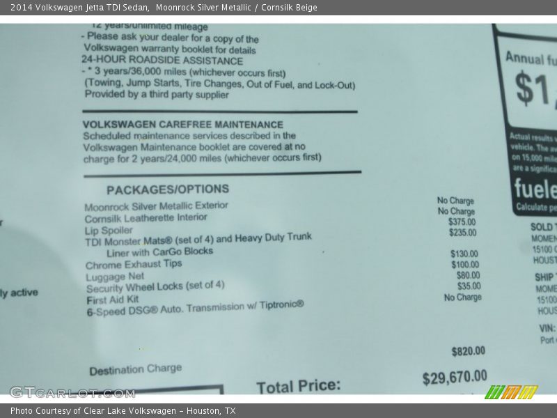 Moonrock Silver Metallic / Cornsilk Beige 2014 Volkswagen Jetta TDI Sedan