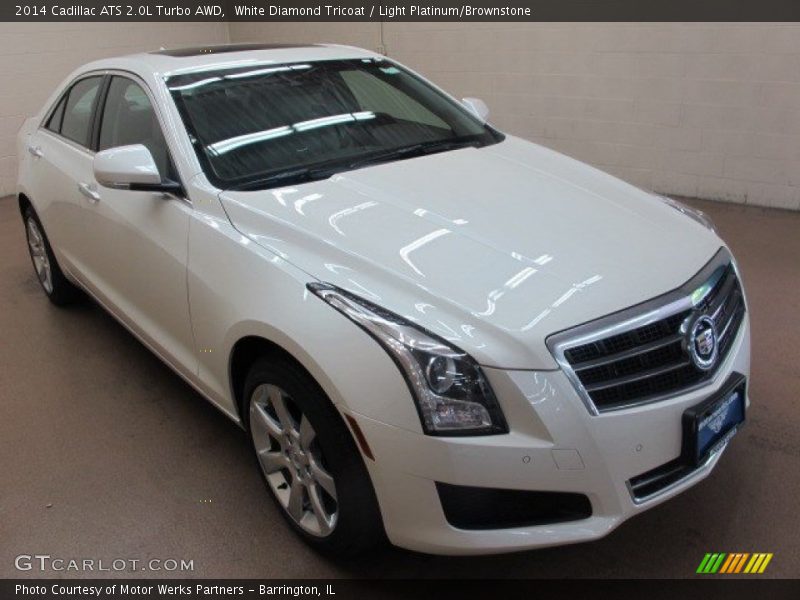 White Diamond Tricoat / Light Platinum/Brownstone 2014 Cadillac ATS 2.0L Turbo AWD