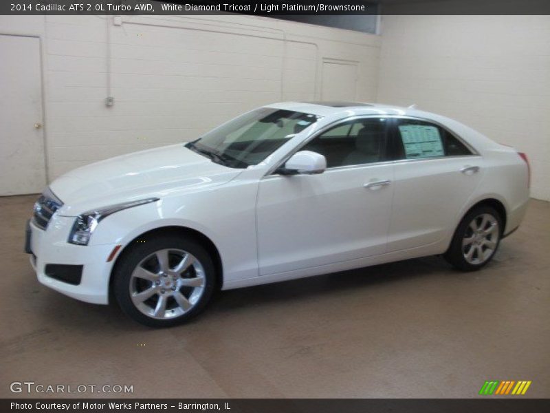 White Diamond Tricoat / Light Platinum/Brownstone 2014 Cadillac ATS 2.0L Turbo AWD