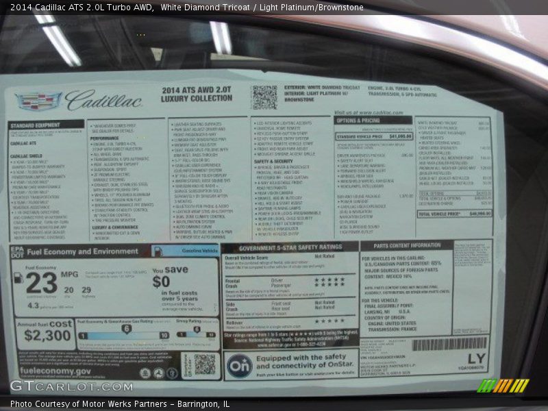 2014 ATS 2.0L Turbo AWD Window Sticker