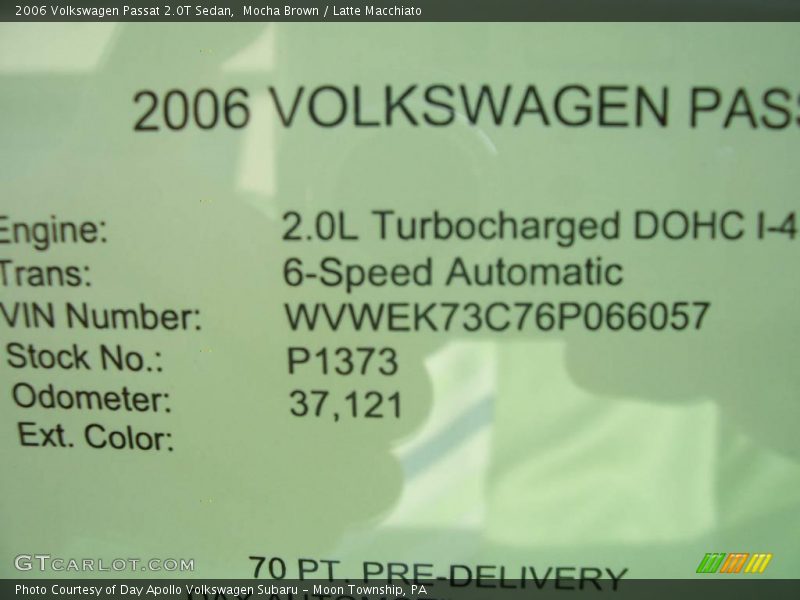 Mocha Brown / Latte Macchiato 2006 Volkswagen Passat 2.0T Sedan