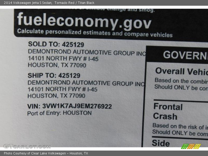 Tornado Red / Titan Black 2014 Volkswagen Jetta S Sedan