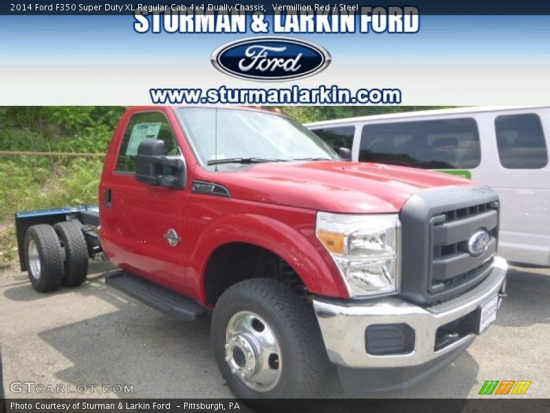 Vermillion Red / Steel 2014 Ford F350 Super Duty XL Regular Cab 4x4 Dually Chassis
