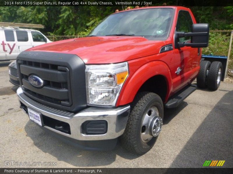 Vermillion Red / Steel 2014 Ford F350 Super Duty XL Regular Cab 4x4 Dually Chassis