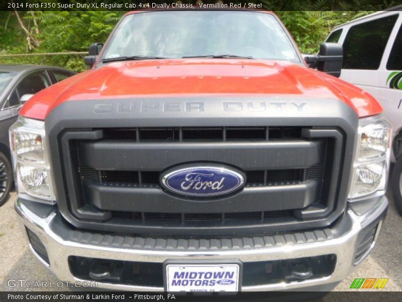 Vermillion Red / Steel 2014 Ford F350 Super Duty XL Regular Cab 4x4 Dually Chassis