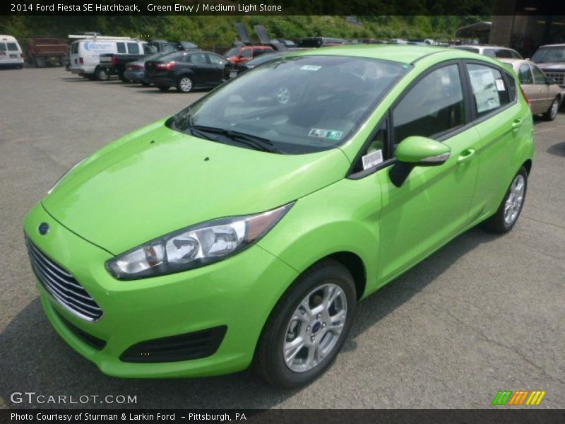 Green Envy / Medium Light Stone 2014 Ford Fiesta SE Hatchback