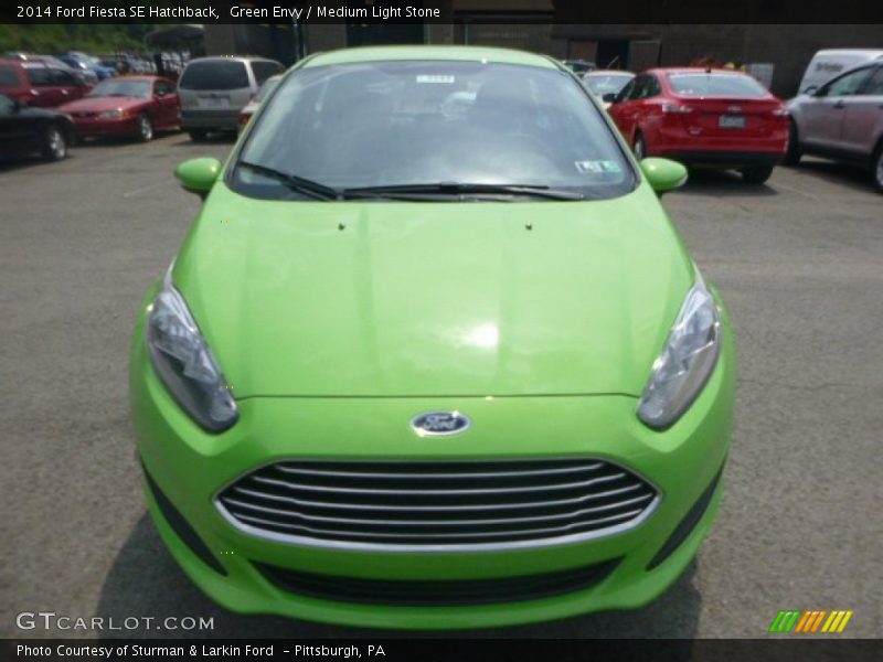 Green Envy / Medium Light Stone 2014 Ford Fiesta SE Hatchback