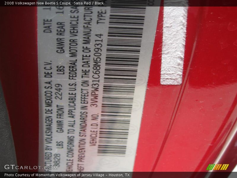 Salsa Red / Black 2008 Volkswagen New Beetle S Coupe
