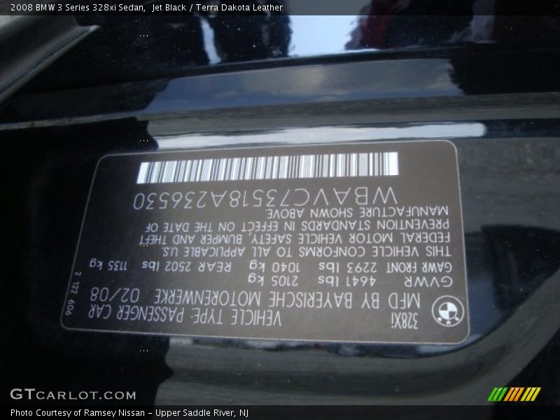 Jet Black / Terra Dakota Leather 2008 BMW 3 Series 328xi Sedan
