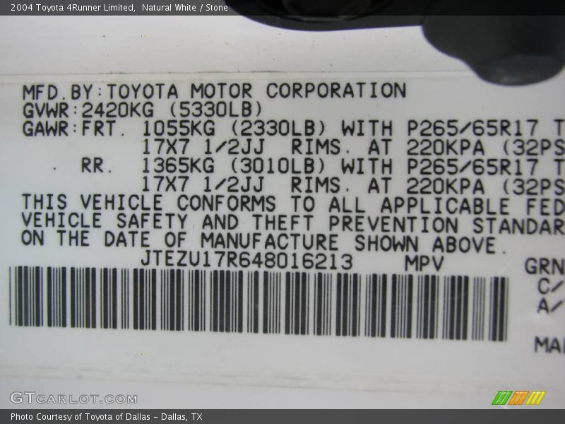 Natural White / Stone 2004 Toyota 4Runner Limited