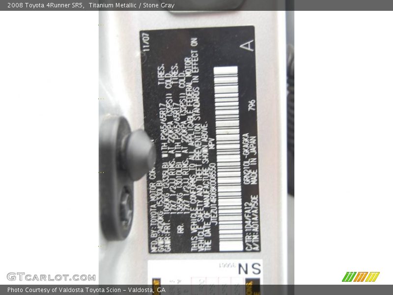 Titanium Metallic / Stone Gray 2008 Toyota 4Runner SR5