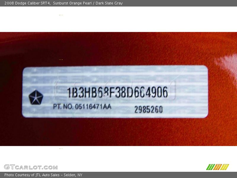 Sunburst Orange Pearl / Dark Slate Gray 2008 Dodge Caliber SRT4