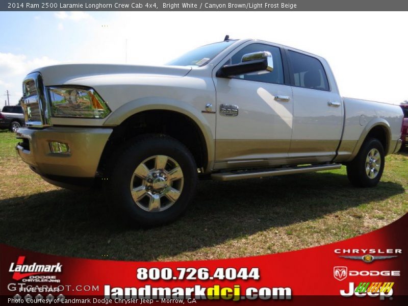 Bright White / Canyon Brown/Light Frost Beige 2014 Ram 2500 Laramie Longhorn Crew Cab 4x4