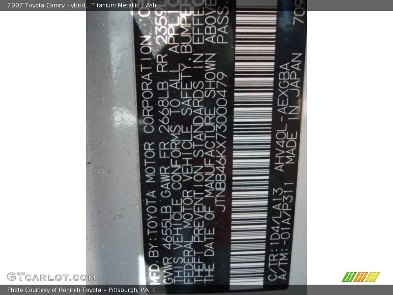 Titanium Metallic / Ash 2007 Toyota Camry Hybrid