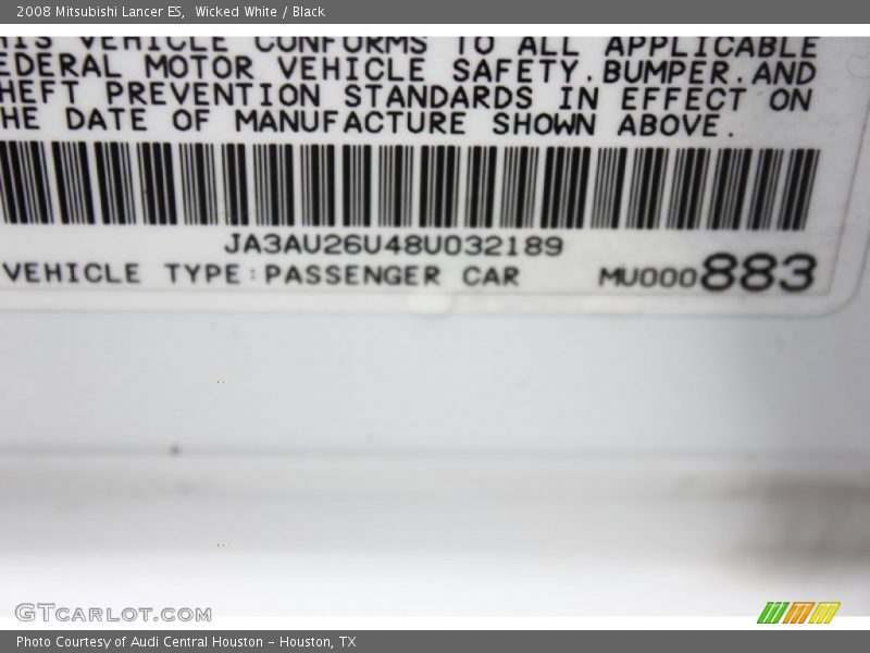 Wicked White / Black 2008 Mitsubishi Lancer ES