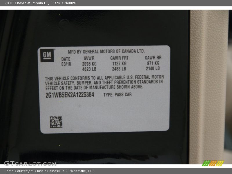 Black / Neutral 2010 Chevrolet Impala LT