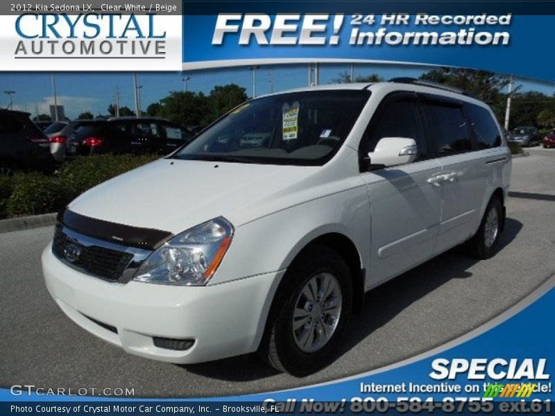 Clear White / Beige 2012 Kia Sedona LX