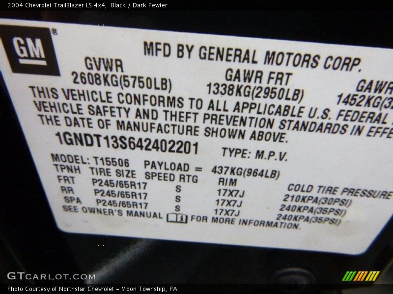 Black / Dark Pewter 2004 Chevrolet TrailBlazer LS 4x4