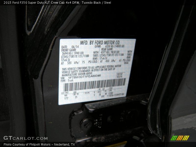 Tuxedo Black / Steel 2015 Ford F350 Super Duty XLT Crew Cab 4x4 DRW