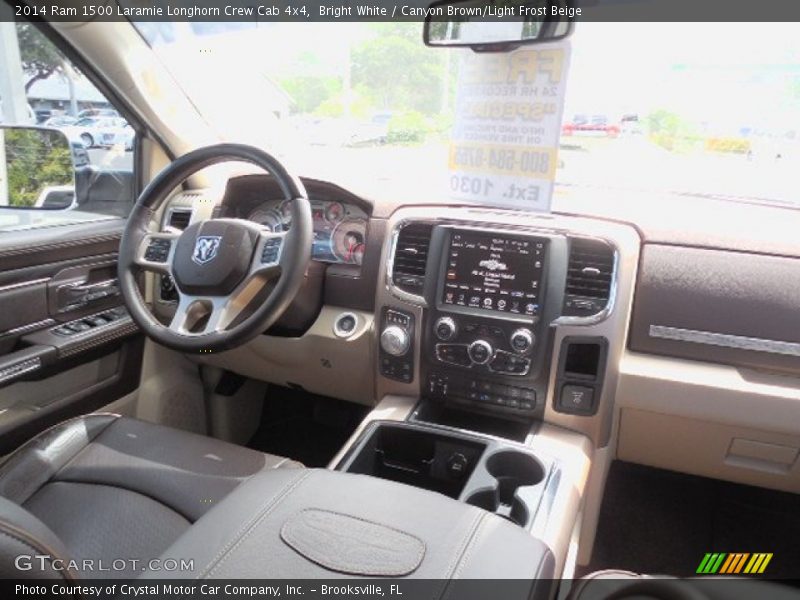 Bright White / Canyon Brown/Light Frost Beige 2014 Ram 1500 Laramie Longhorn Crew Cab 4x4