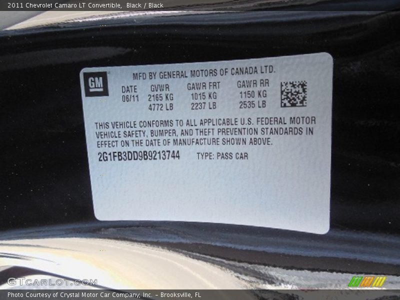 Black / Black 2011 Chevrolet Camaro LT Convertible