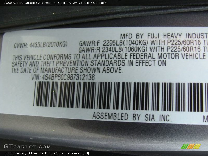Quartz Silver Metallic / Off Black 2008 Subaru Outback 2.5i Wagon