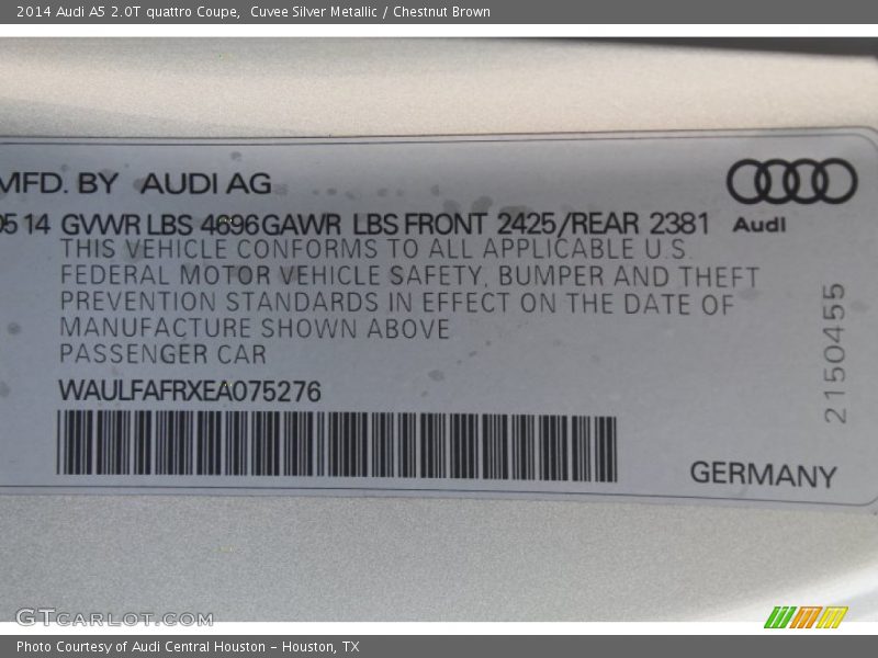 Cuvee Silver Metallic / Chestnut Brown 2014 Audi A5 2.0T quattro Coupe
