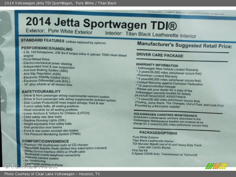 Pure White / Titan Black 2014 Volkswagen Jetta TDI SportWagen