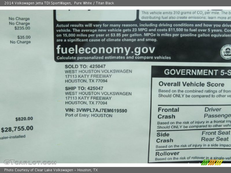Pure White / Titan Black 2014 Volkswagen Jetta TDI SportWagen