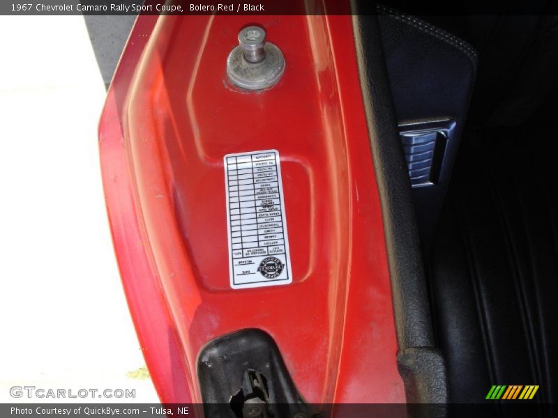 Bolero Red / Black 1967 Chevrolet Camaro Rally Sport Coupe